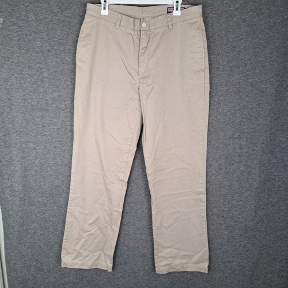 Vineyard Vines Chino Pants Men 33x32* Khaki Tan Cotton Straight Breaker Pants